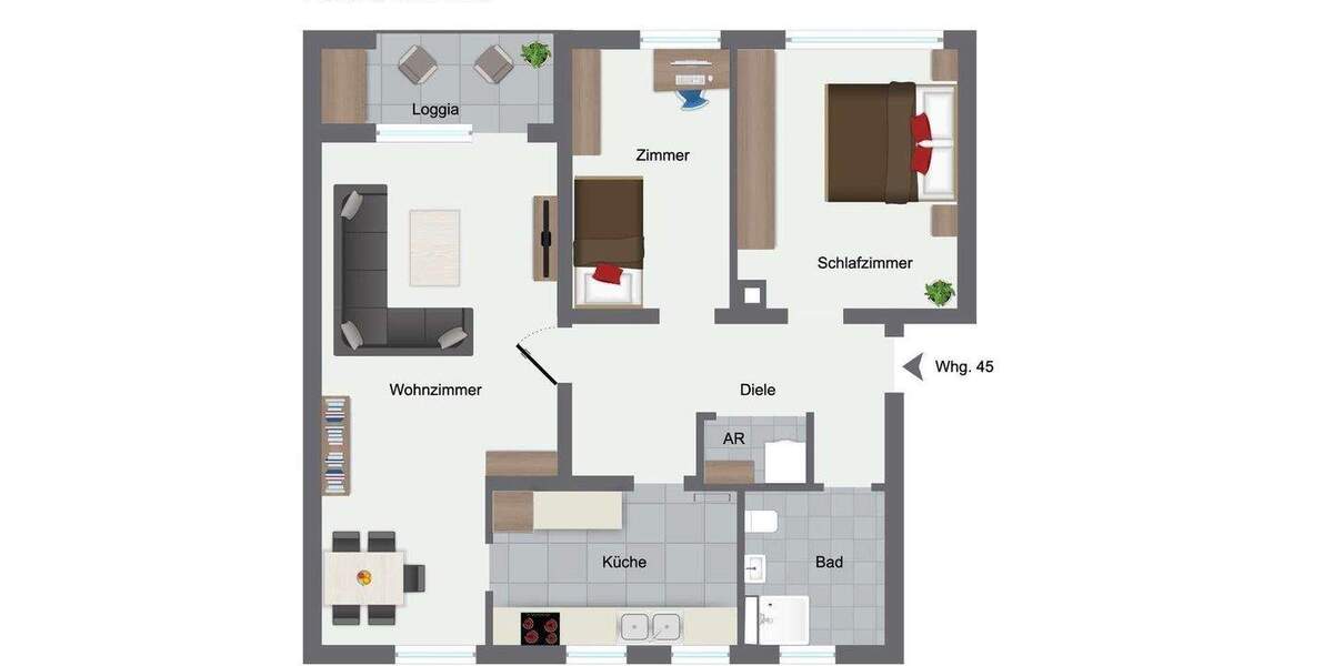 Etagenwohnung Brühl Kierberg - 3 Zimmer, 78 m&sup2;, 245.000&euro; | Angebot:25696522