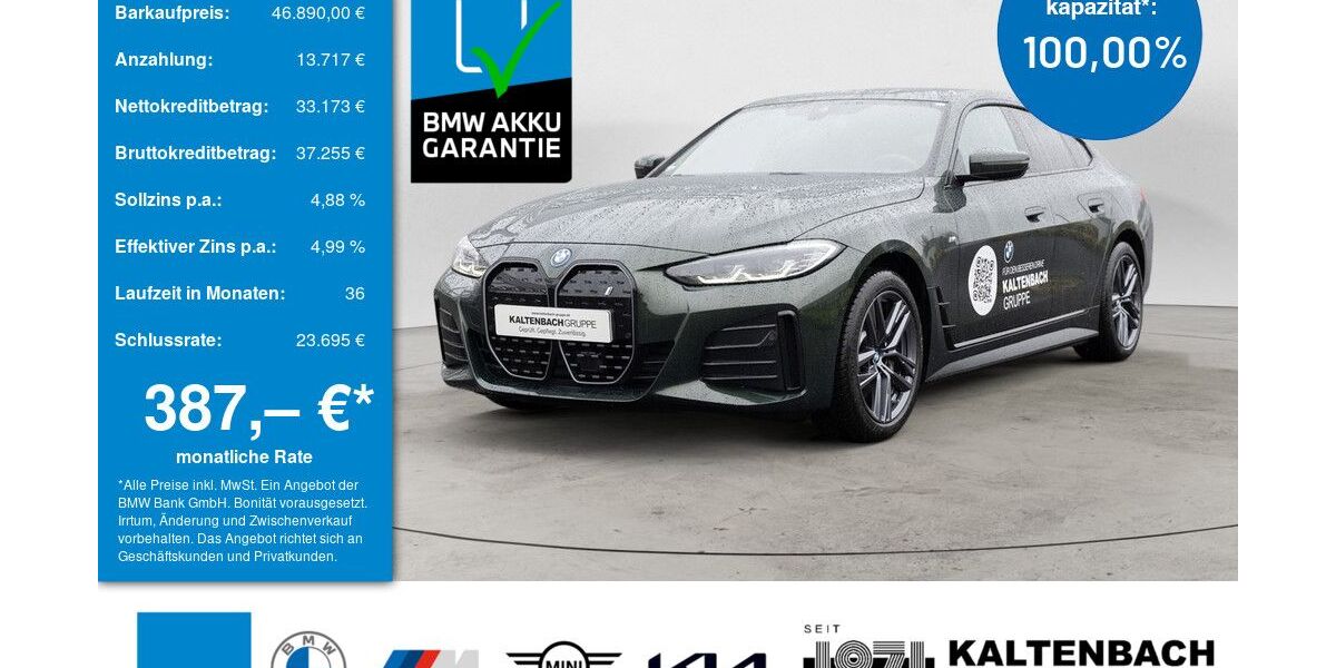 BMW i4 34.990 km 46.290 &euro; Overath-Vilkerath 51491