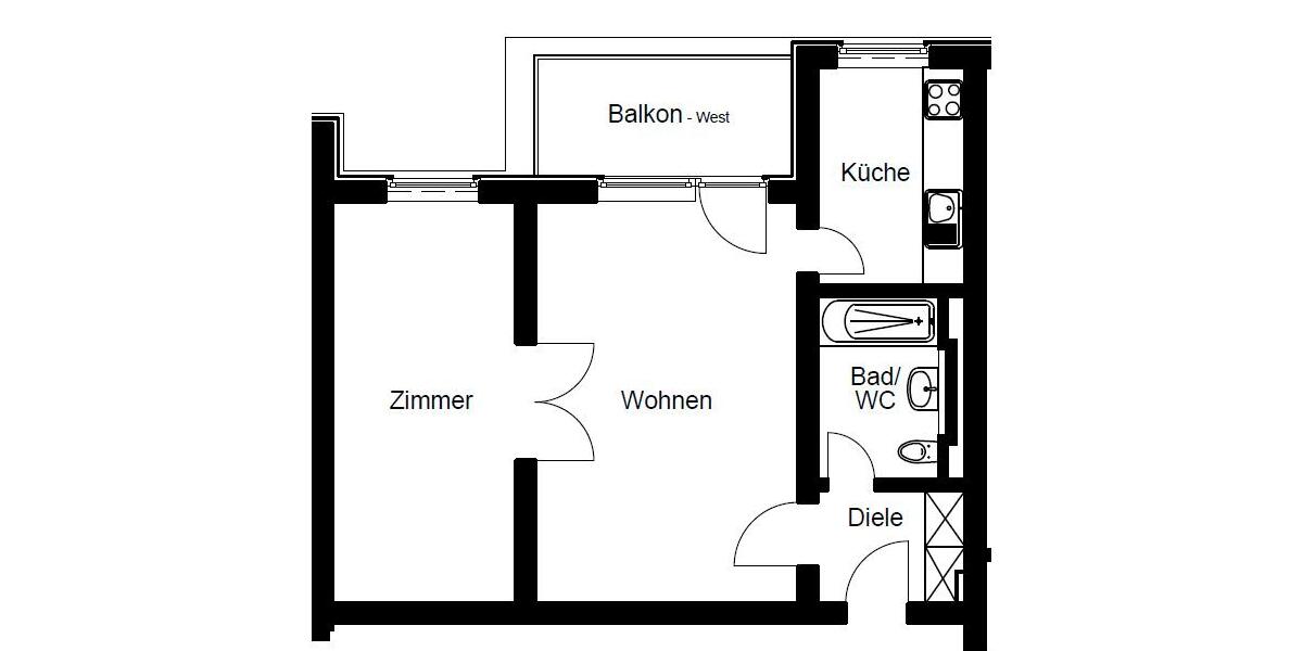 Etagenwohnung Köln Rodenkirchen - 2 Zimmer, 55 m&sup2;, 1.050&euro; | Angebot:25377625