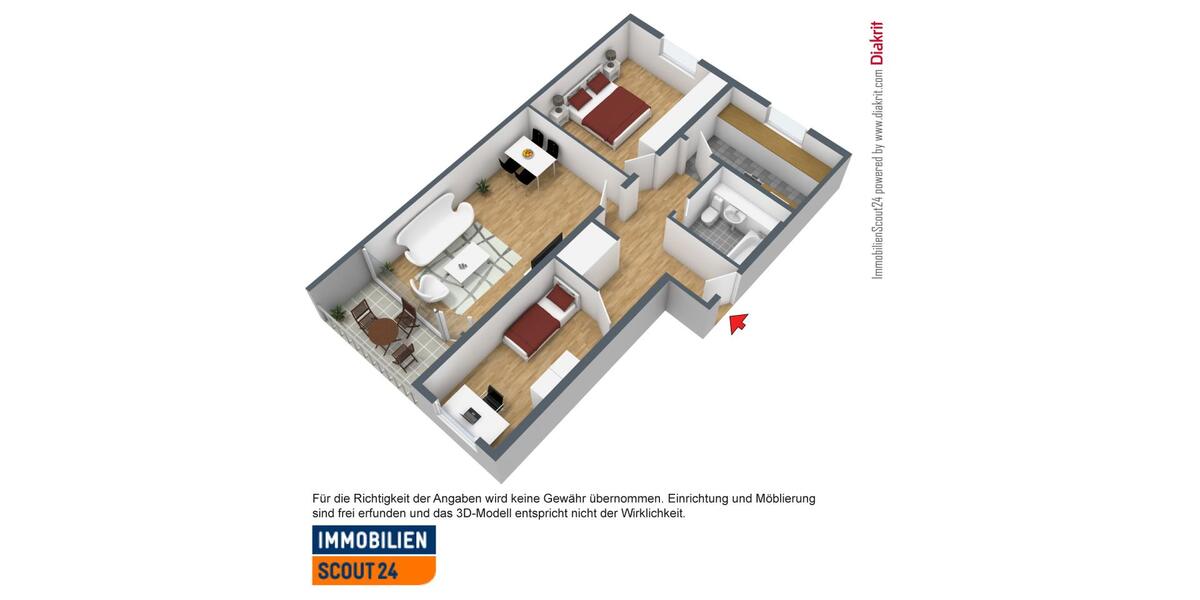 Etagenwohnung Monheim am Rhein - 3 Zimmer, 68 m&sup2;, 739&euro; | Angebot:25601195