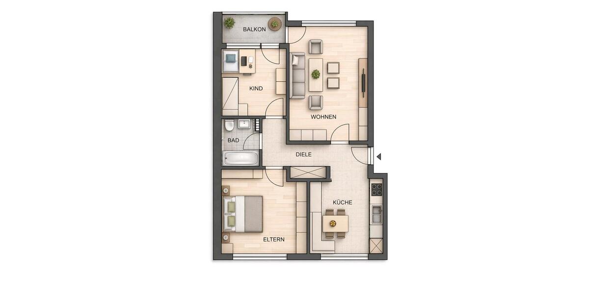 Etagenwohnung Wesseling - 3 Zimmer, 71 m&sup2;, 199.000&euro; | Angebot:26216294
