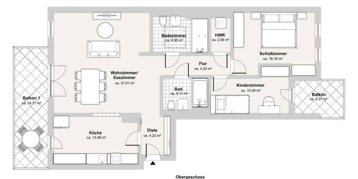 Etagenwohnung Düsseldorf Eller - 3 Zimmer, 107 m&sup2;, 1.800&euro; | Angebot:26806571