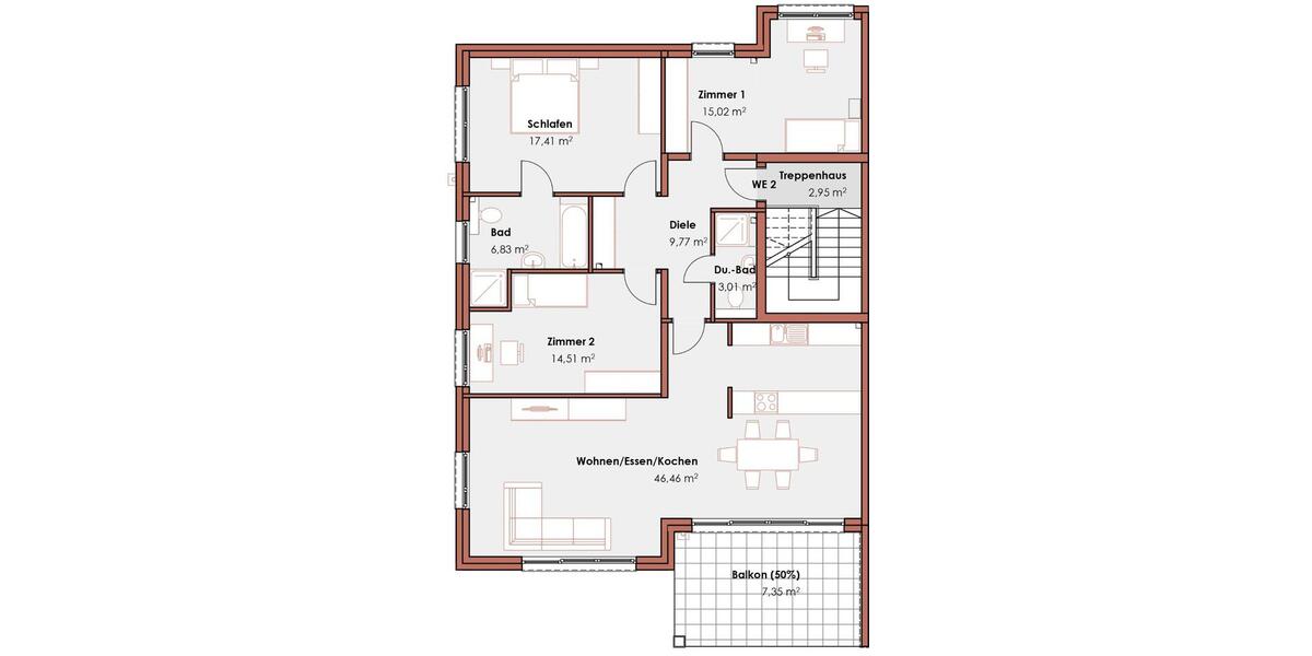 Etagenwohnung Burscheid - 4 Zimmer, 121 m&sup2;, 1.787&euro; | Angebot:26226650