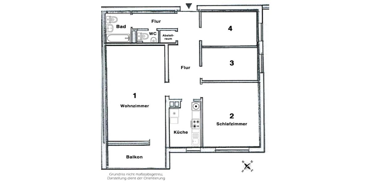 Renovierte 4-Zimmer-Wohnung mit Balkon & Aufzug – EBK, 6. OG, Fre 4 zimmer