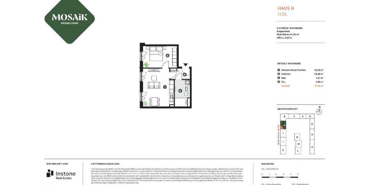 Wohnung als Kapitalanlage (47,5 m² | 2 Zi.) EH 40 mit QNG (Plus) 2 zimmer