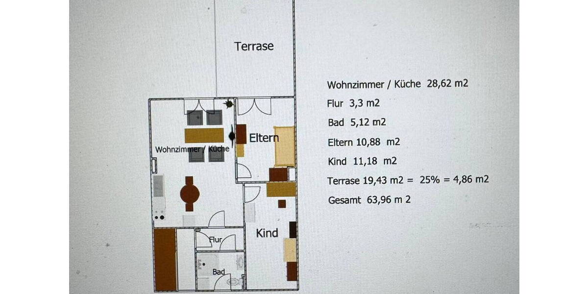 Etagenwohnung Köln Dünnwald - 3 Zimmer, 64 m&sup2;, 1.150&euro; | Angebot:26731562