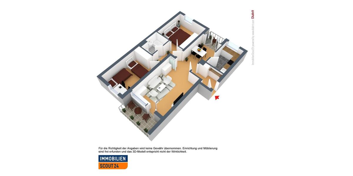 Etagenwohnung Solingen - 3 Zimmer, 74 m&sup2;, 749&euro; | Angebot:26254320