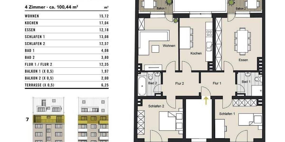 Etagenwohnung Köln Neustadt-Nord - 4 Zimmer, 101 m&sup2;, 779.000&euro; | Angebot:26401829