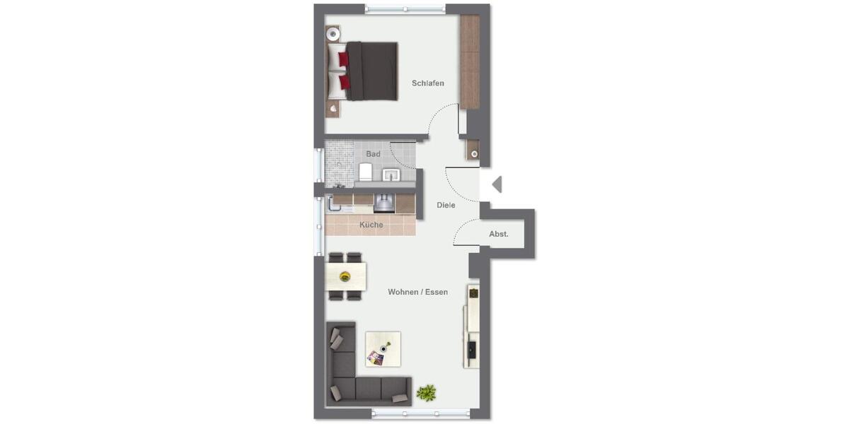 Erdgeschoßwohnung Leverkusen Bürrig - 2 Zimmer, 52 m&sup2;, 650&euro; | Angebot:26358159