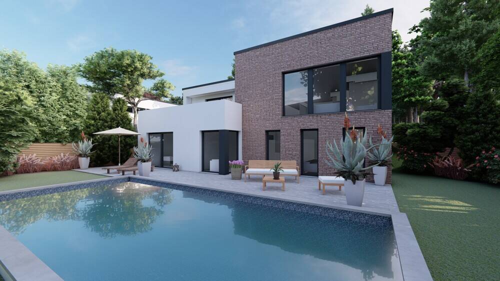 Architektenvilla am Waldrand - Bauhausbungalow mit Dachterrasse, Doppelgarage und exklusiver Privatsphäre - Villa Bensberg Bensberg | Angebot:26503181