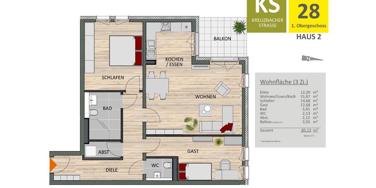 geräumige 3-Zimmer-Wohnung mit Sonnenbalkon und TG-Stellplatz im beliebten Kölner Süden 3 zimmer