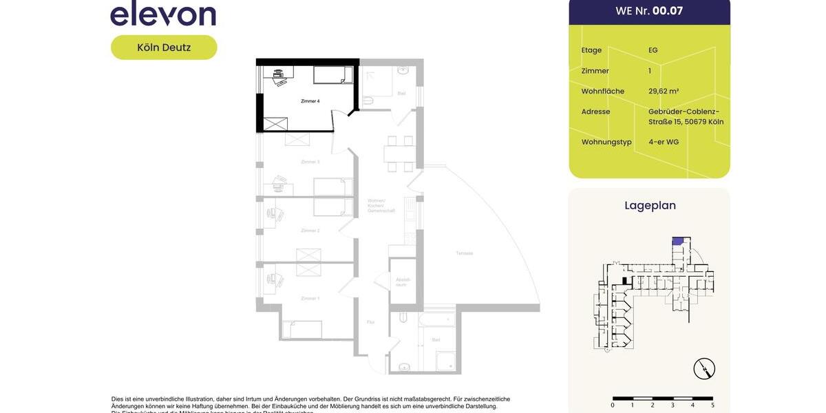 Erdgeschoßwohnung Köln Mülheim - 1 Zimmer, 30 m&sup2;, 537&euro; | Angebot:22307302