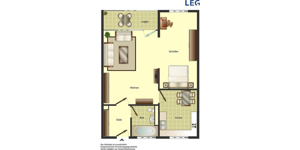 Etagenwohnung Monheim am Rhein - 1.5 Zimmer, 44 m&sup2;, 519&euro; | Angebot:25571586