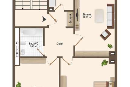 Wohnung Leverkusen Wiesdorf - 3 Zimmer, 66 m&sup2;, 810&euro; | Angebot:25026119