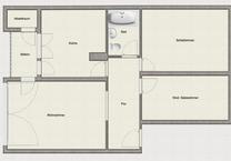 Wohnung 3 Zimmer, Küche, Diele, Bad, Balkon und Loggia