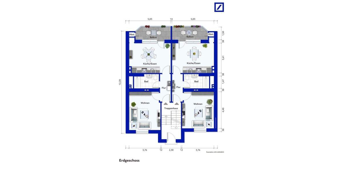 Etagenwohnung Düsseldorf Flingern Süd - 2 Zimmer, 44 m&sup2;, 145.000&euro; | Angebot:24812436