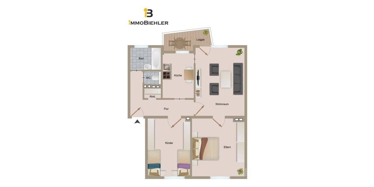 Etagenwohnung Köln Buchheim - 3 Zimmer, 68 m&sup2;, 229.000&euro; | Angebot:23941230