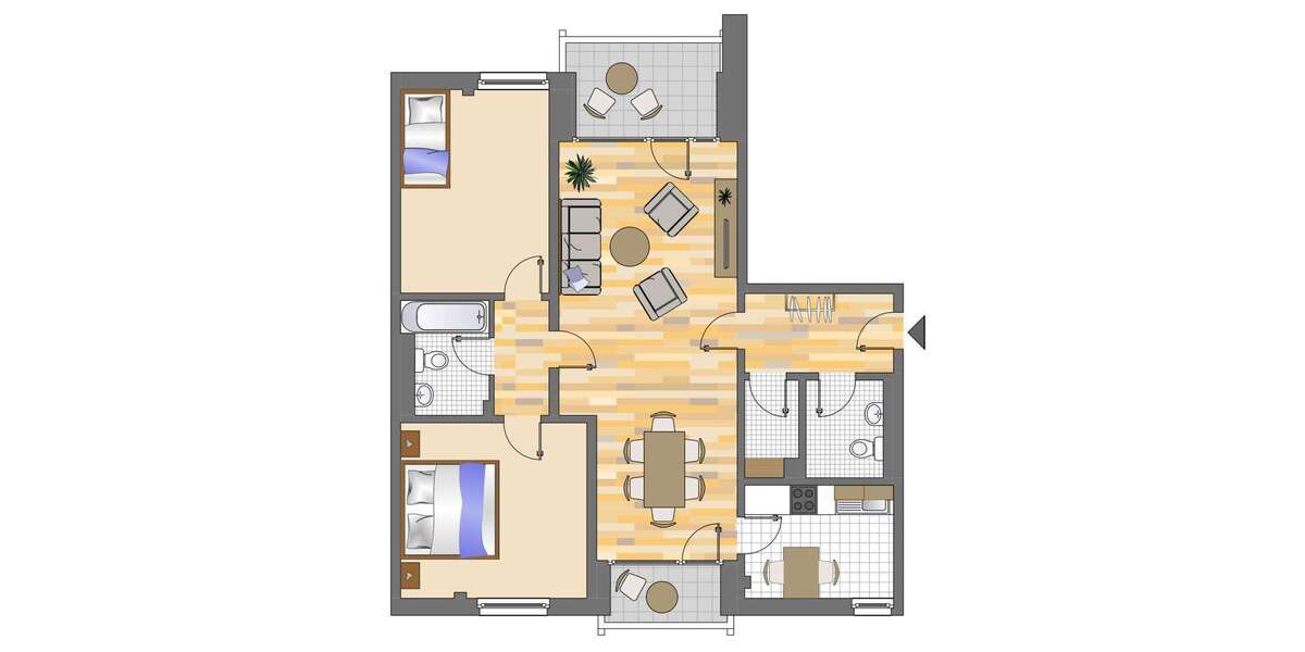 Etagenwohnung Düsseldorf Stadtbezirk 9 - 3 Zimmer, 68 m&sup2;, 779&euro; | Angebot:26907437