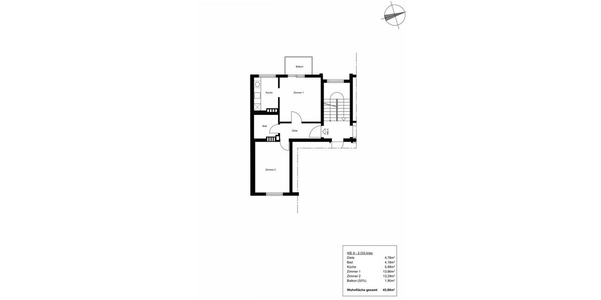 Etagenwohnung Köln Innenstadt - 2 Zimmer, 44 m&sup2;, 309.000&euro; | Angebot:26566042