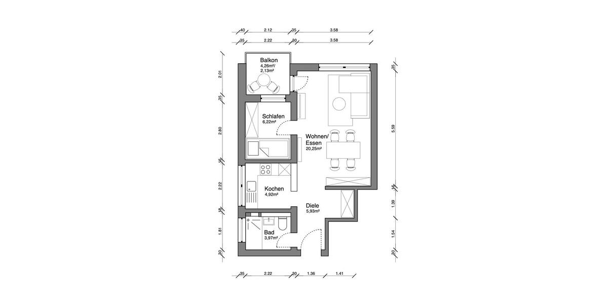 Etagenwohnung Solingen - 2 Zimmer, 46 m&sup2;, 184.000&euro; | Angebot:26816677