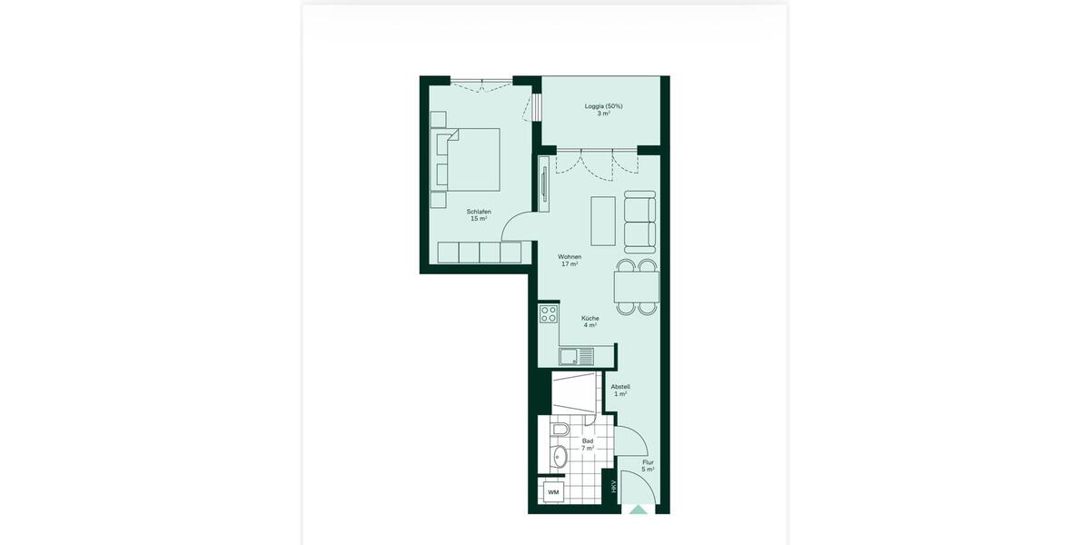 Erdgeschoßwohnung Köln Nippes - 2 Zimmer, 55 m&sup2;, 1.100&euro; | Angebot:26414521