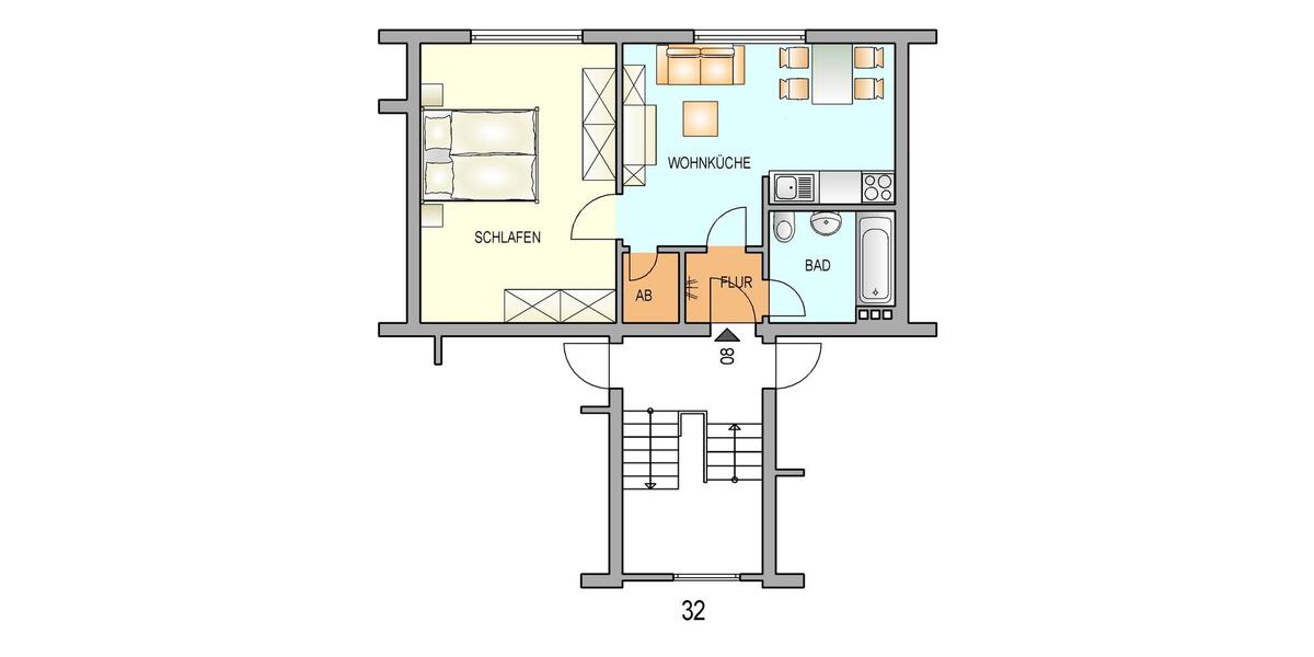 Etagenwohnung Remscheid Reinshagen - 1 Zimmer, 40 m&sup2;, 290&euro; | Angebot:24531814