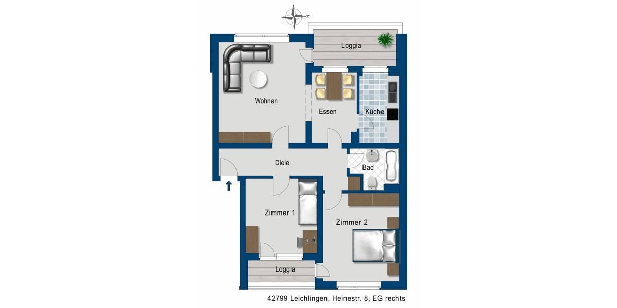 Erdgeschoßwohnung Leichlingen (Rheinland) - 3 Zimmer, 77 m&sup2;, 870&euro; | Angebot:26080783