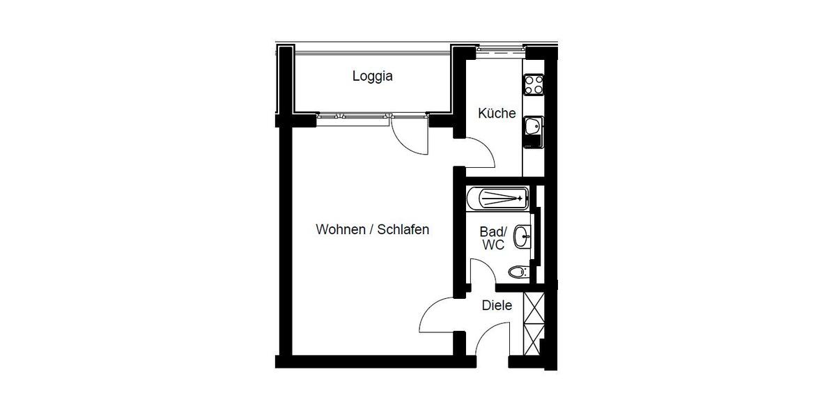 Etagenwohnung Köln Rodenkirchen - 1 Zimmer, 43 m&sup2;, 895&euro; | Angebot:24441587