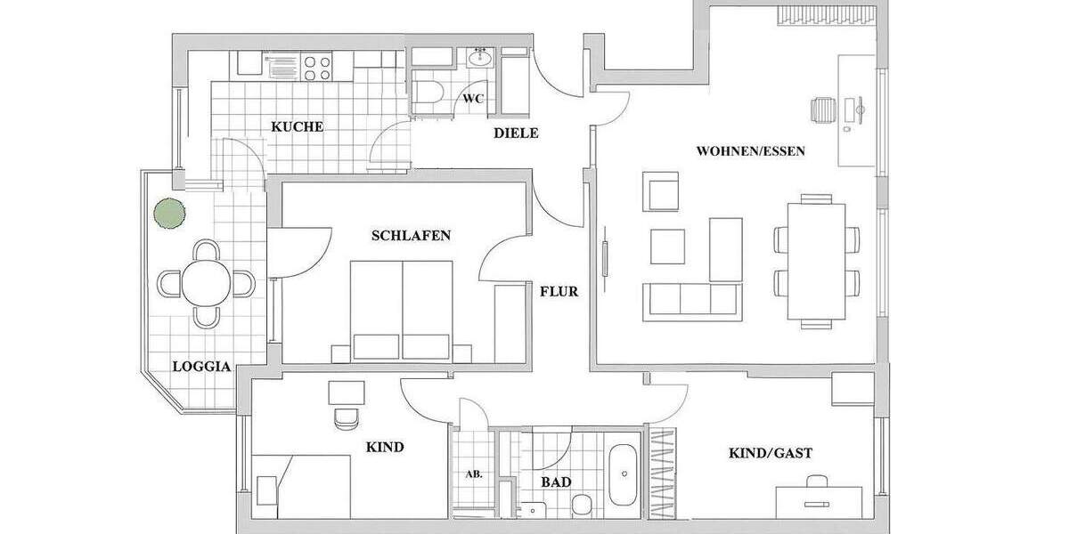 Großzügige Familienwohnung fußläufig zur Lorettostraße - modern und sehr gepflegt 4 zimmer