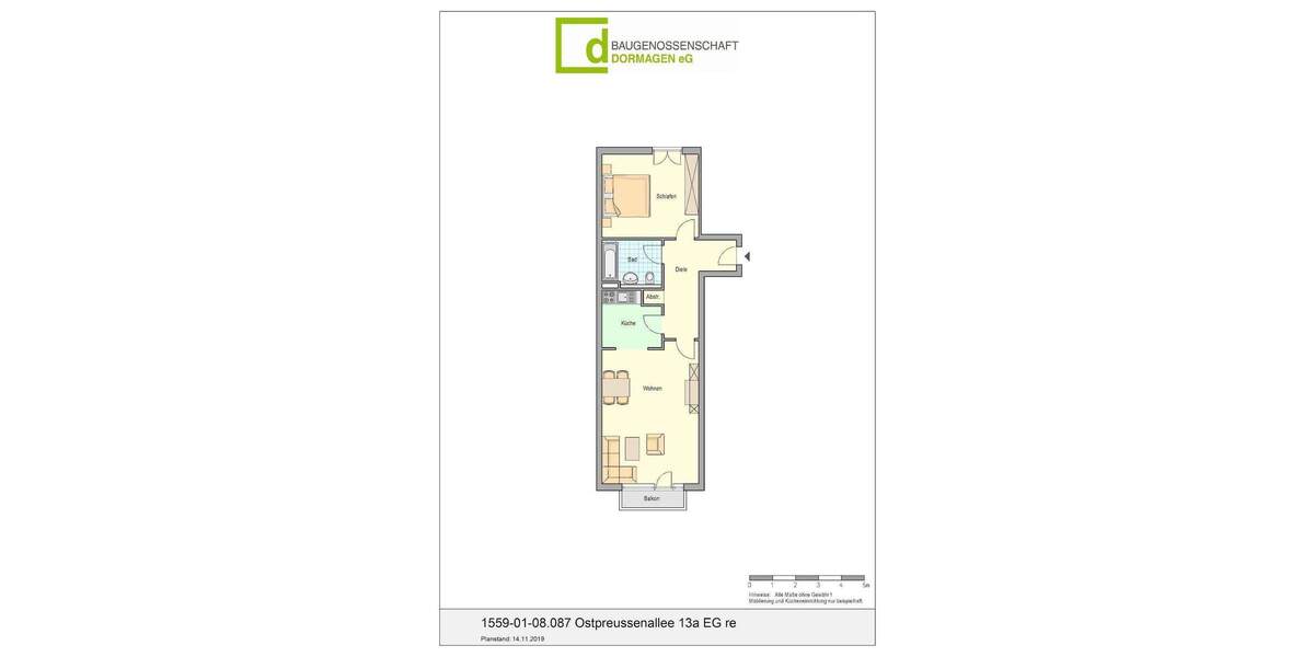Etagenwohnung Dormagen Dormagen-Nord - 2 Zimmer, 71 m&sup2;, 602&euro; | Angebot:25899920