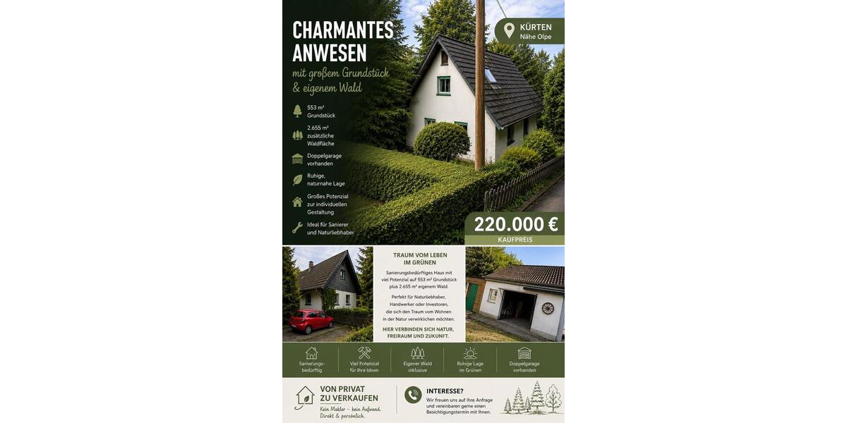 Einfamilienhaus Kürten - 5 Zimmer, 125 m&sup2;, 220.000&euro; | Angebot:27113646