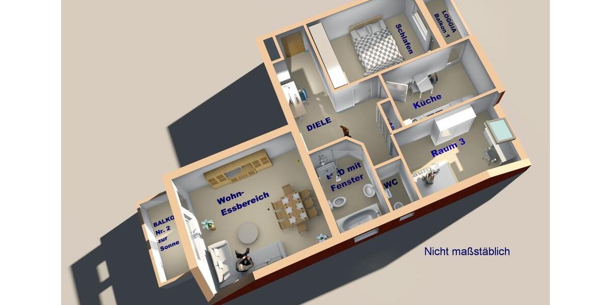 3 Zimmer Wohnung mit Fenster im Bad und im Gäste WC inkl. kostenfreiem Spitzboden 3 zimmer