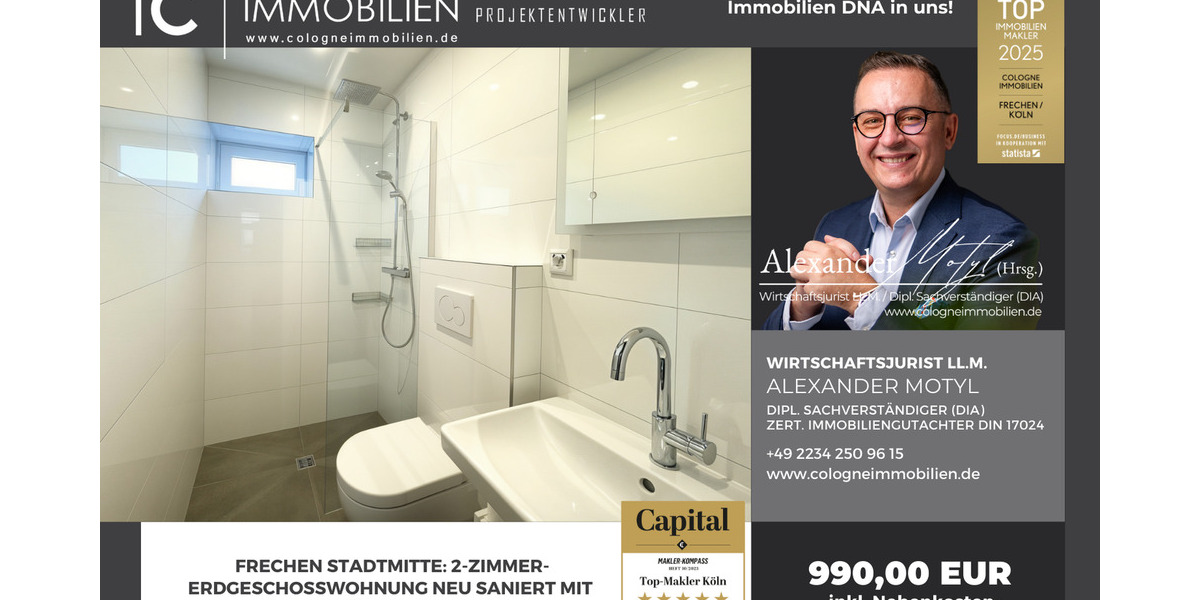 *SELTEN* ERDGESCHOSSWOHNUNG IN FRECHEN STADTMITTE FÜR SENIOREN RENTNER - NEU SANIERT MIT KÜCHE! 2 zimmer