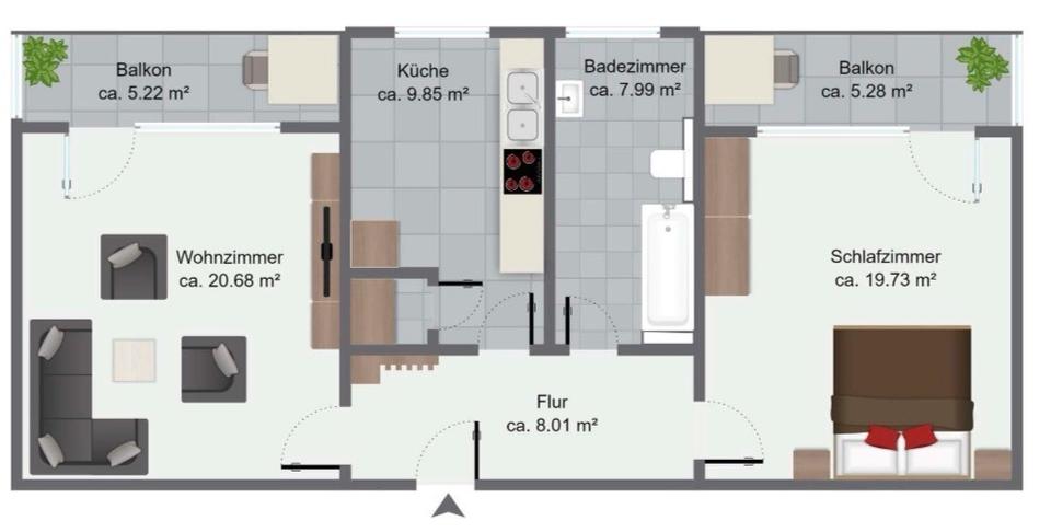 Etagenwohnung Bergheim Auenheim - 2 Zimmer, 65 m&sup2;, 229.900&euro; | Angebot:27133711