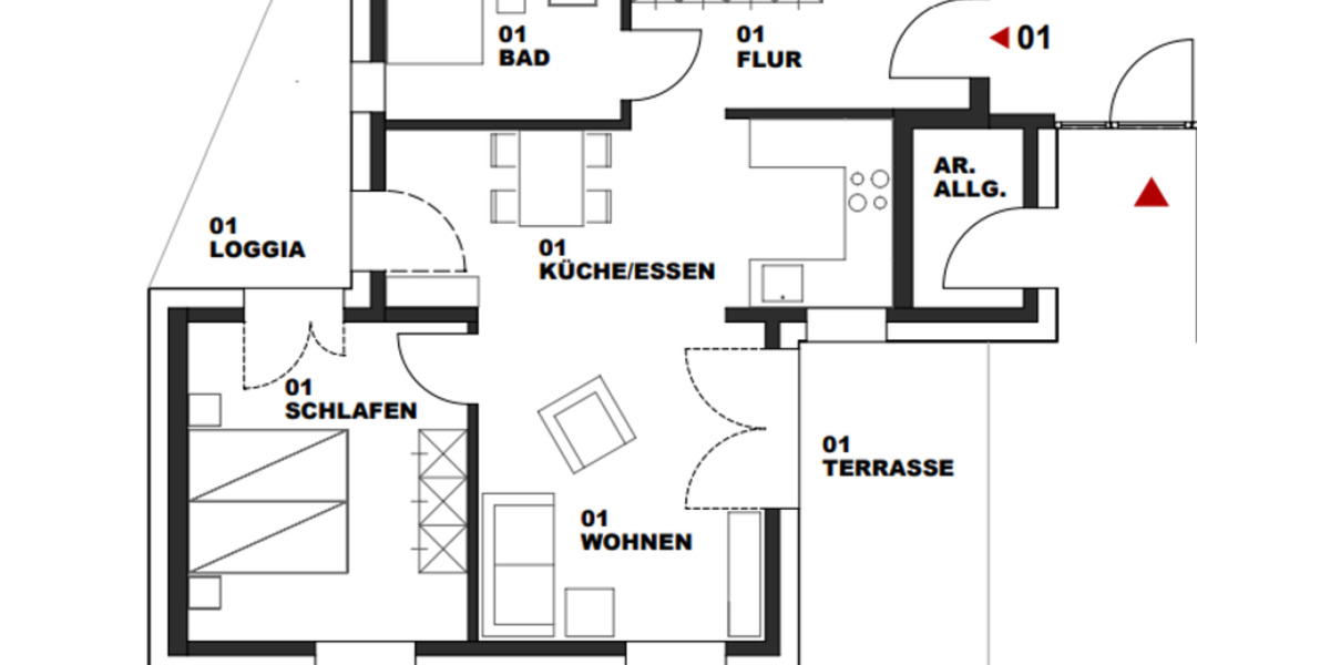 2-Zimmer-Erdgeschosswohnung Effizienzhaus40 Terrasse Grünstreifen 2 zimmer