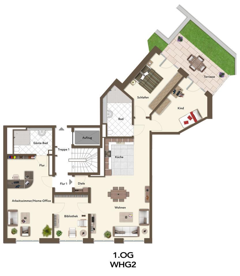 Erstbezug! Exklusive 5-Zimmer-Wohnung im 1. OG mit Terrasse – hochwertiger Neubau in Stadtmitte zimmer
