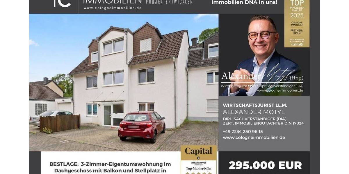 3-ZIMMER WOHNUNG IM DACHGESCHOSS MIT SONNENBALKON UND STELLPLATZ IN FRECHEN BEI KÖLN 3 zimmer