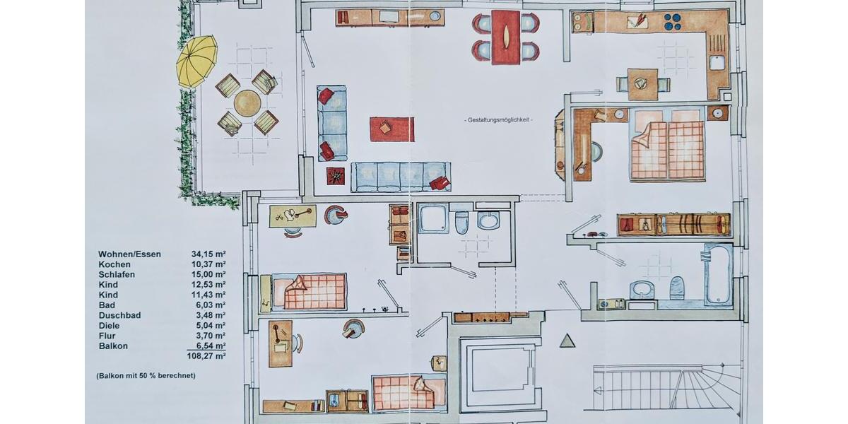Etagenwohnung Bergheim - 4 Zimmer, 108 m&sup2;, 1.170&euro; | Angebot:26602709