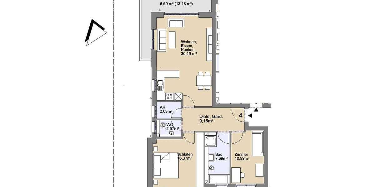 Etagenwohnung Grevenbroich - 3 Zimmer, 90 m&sup2;, 449.000&euro; | Angebot:25273782