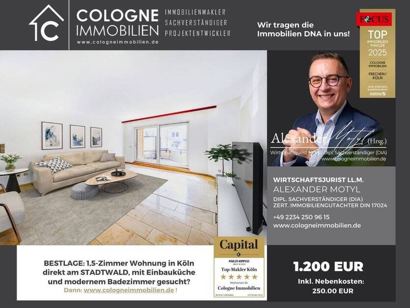 EXKLUSIVE 1,5-ZIMMER WOHNUNG IN KÖLN AM STADTWALD (BRAUNSFELD) MIT NEUWERTIGER KÜCHE 1 zimmer