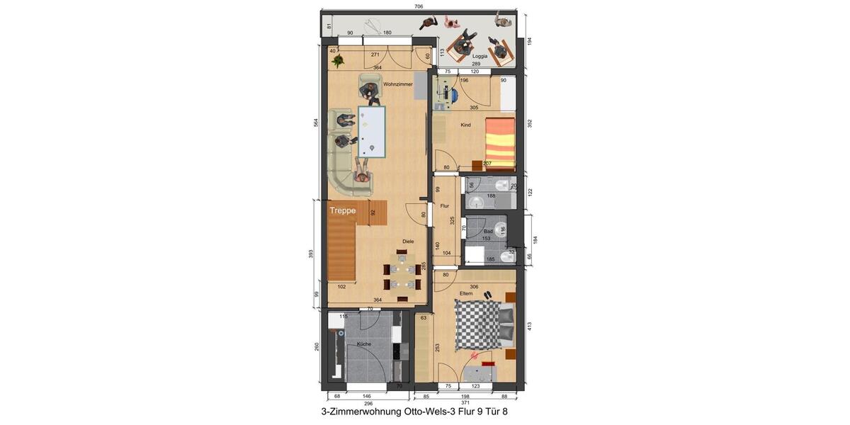 Etagenwohnung Neuss Reuschenberg - 3 Zimmer, 87 m&sup2;, 1.200&euro; | Angebot:26222248