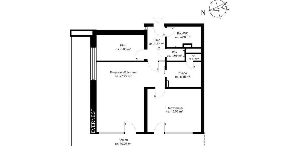 Etagenwohnung Köln Riehl - 3 Zimmer, 85 m&sup2;, 399.000&euro; | Angebot:25602771
