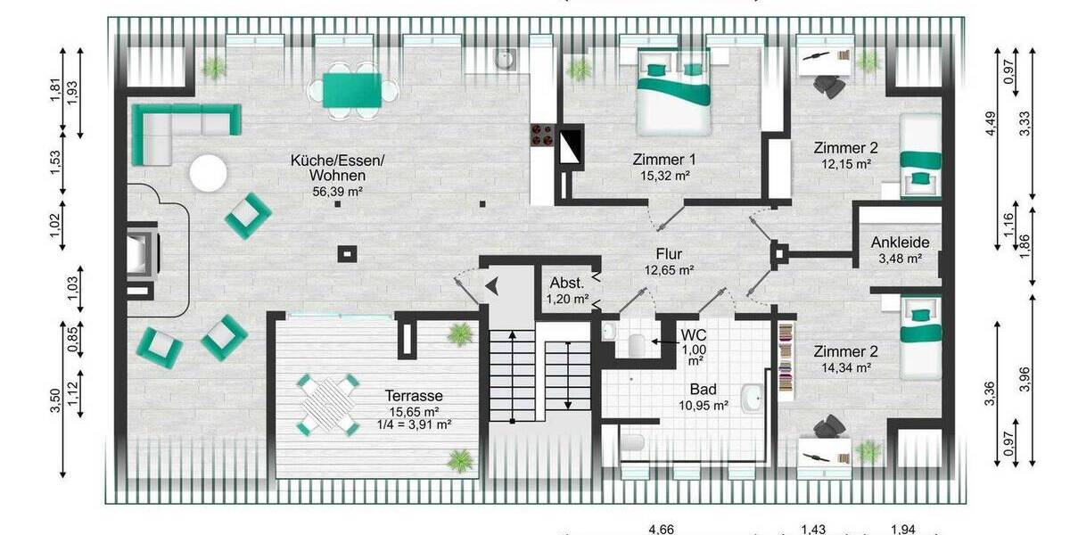 Etagenwohnung Köln Altstadt-Süd - 4 Zimmer, 131 m&sup2;, 697.000&euro; | Angebot:26411025