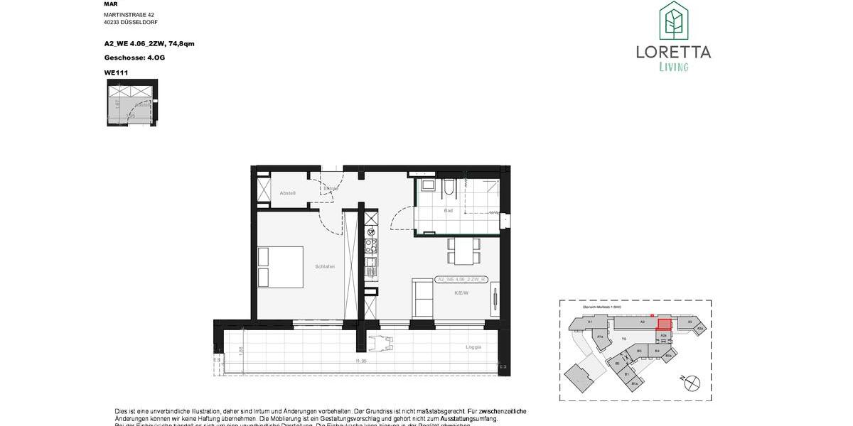 Dachgeschoßwohnung Düsseldorf Stadtbezirk 3 - 2 Zimmer, 75 m&sup2;, 1.480&euro; | Angebot:25614439