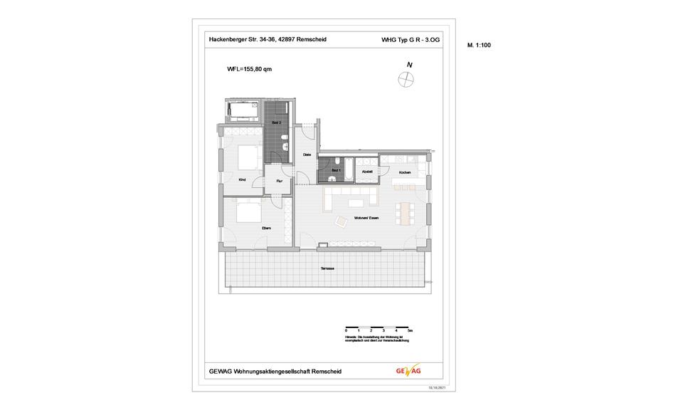 Etagenwohnung Remscheid Gemarkung Bergisch Born - 3 Zimmer, 156 m&sup2;, 1.853&euro; | Angebot:24764488