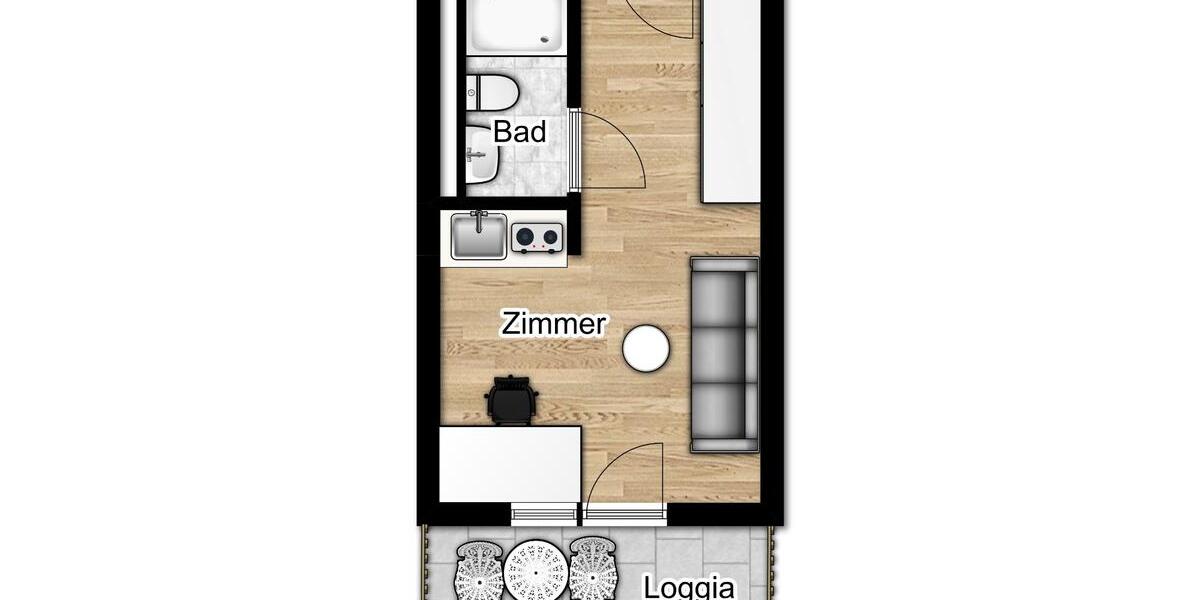 Erdgeschoßwohnung Köln Rodenkirchen - 1 Zimmer, 23 m&sup2;, 750&euro; | Angebot:26429988