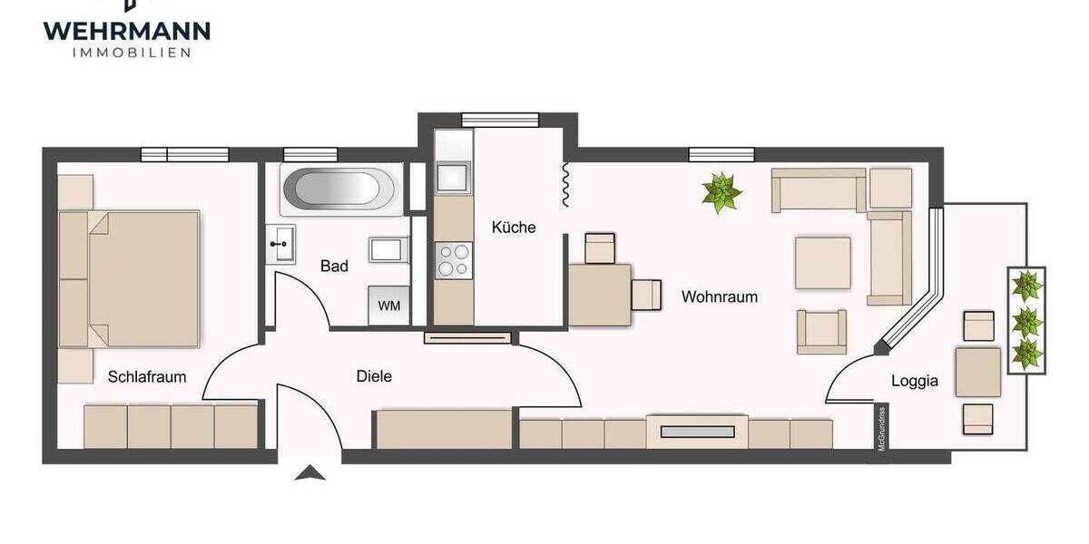 Etagenwohnung Bergisch Gladbach Frankenforst - 2 Zimmer, 52 m&sup2;, 199.000&euro; | Angebot:26787778