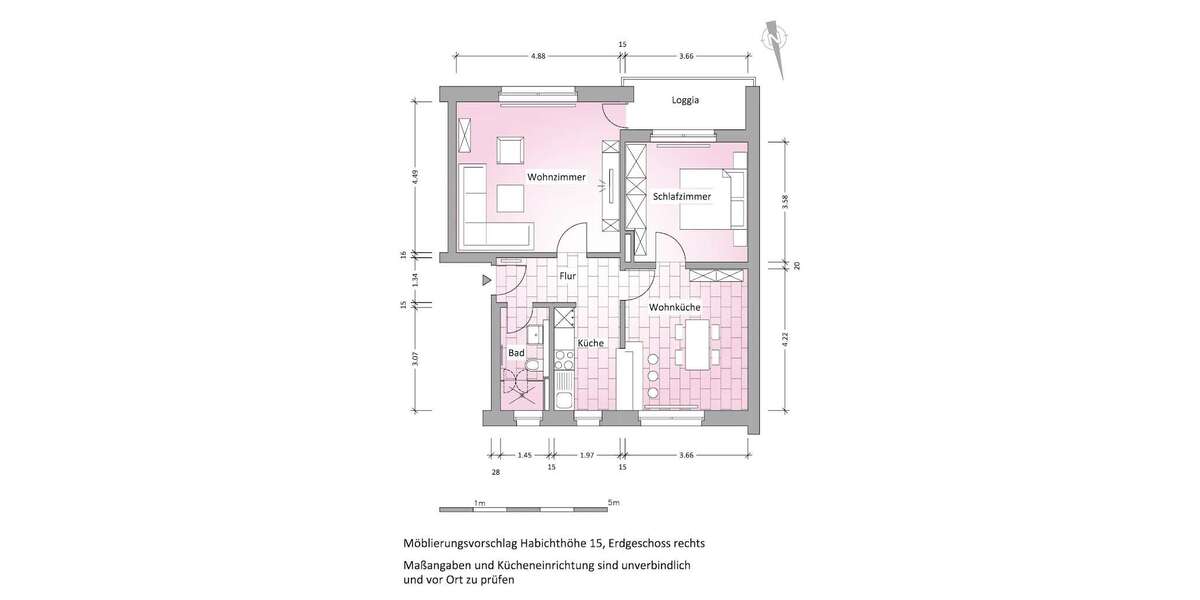 Etagenwohnung Solingen Höhscheid - 2 Zimmer, 68 m&sup2;, 648&euro; | Angebot:26448476