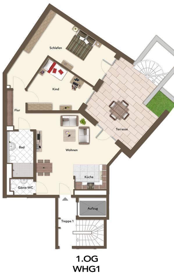 Erstbezug! Exklusive 3-Zimmer-Wohnung im 1. OG mit Terrasse – hochwertiger Neubau in Stadtmitte zimmer