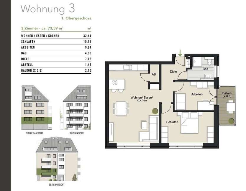 Wohnung zum Kaufen in Köln 549.000 € 73.59 m²